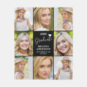 Moderner Abschluss 8 Fotocollage Graduate Black Fleecedecke (Vorderseite)