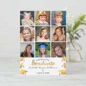 Moderner Abschluss 9 Fotocollage Thru the Years Einladung (Stehend Vorderseite)