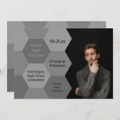 Moderner Abschluss Abstrakt Grau Save the Date Einladung (Vorne/Hinten)