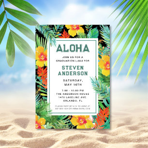Moderner Abschluss Aloha Tropical Luau Einladung