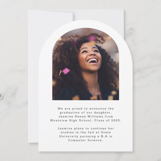 Moderner Abschluss Arch 2-Foto Einladung (Rückseite)