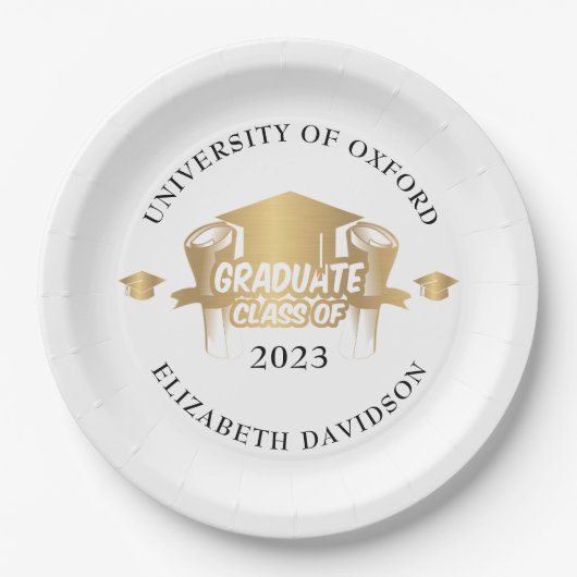 Moderner Abschluss aus Goldfolie Pappteller (Vorderseite)