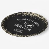 Moderner Abschluss Black Imitate Gold Glitzer Pappteller (Schrägansicht)
