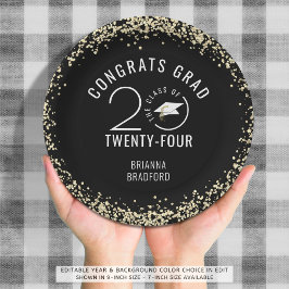 Moderner Abschluss Black Imitate Gold Glitzer Pappteller