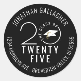 Moderner Abschluss Black Stylish Class Year Runder Aufkleber