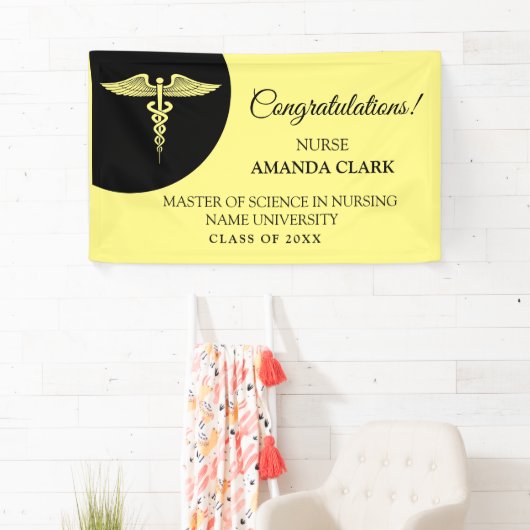 Moderner Abschluss Black & Yellow Caduceus Nurse R Banner (Insitu)