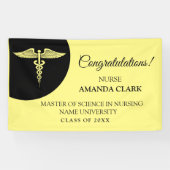 Moderner Abschluss Black & Yellow Caduceus Nurse R Banner (Horizontal)