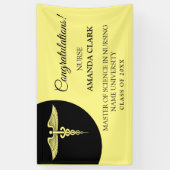 Moderner Abschluss Black & Yellow Caduceus Nurse R Banner (Vertikal)