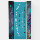 Moderner Abschluss Blue Gold Lila Marble Swirl B Banner (Vertikal)