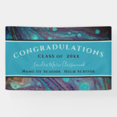 Moderner Abschluss Blue Gold Lila Marble Swirl B Banner (Horizontal)