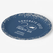 Moderner Abschluss Blue Imitats Silver Glitzer Pappteller (Schrägansicht)