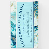 Moderner Abschluss Blue Marble Swirl Gold Glitzer  Banner (Vertikal)