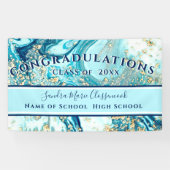 Moderner Abschluss Blue Marble Swirl Gold Glitzer Banner (Horizontal)