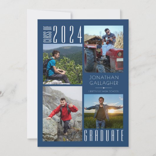 Moderner Abschluss Blue Vier Foto Ankündigung (Vorderseite)