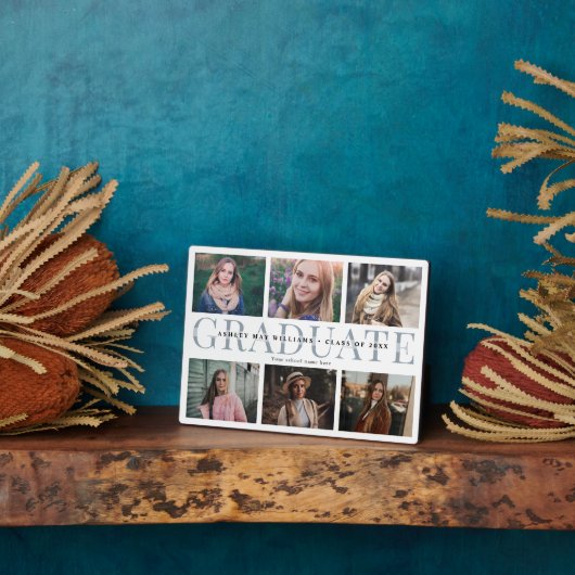 Moderner Abschluss-Collage Chic Keepake Fotoplatte (Seite)