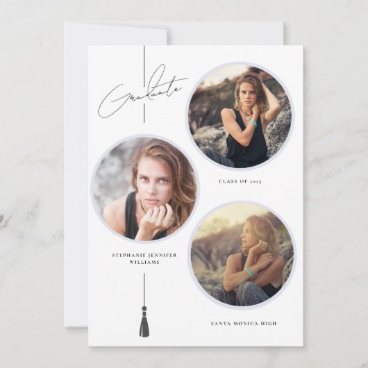 Moderner Abschluss-Collage Circle White Ankündigung (Vorderseite)