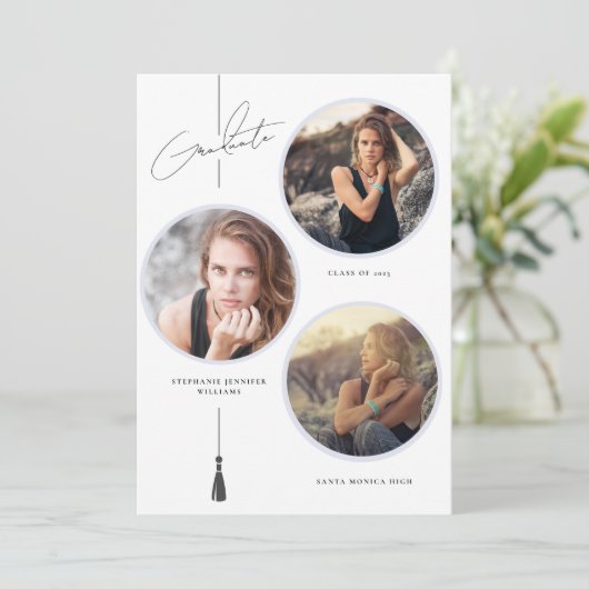 Moderner Abschluss-Collage Circle White Ankündigung (Stehend Vorderseite)