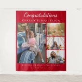 Moderner Abschluss-Collage Roter Hintergrund Wandteppich (Vorderseite)