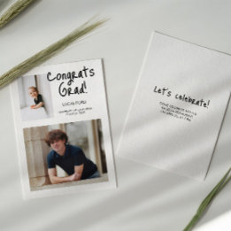 Moderner Abschluss damals und heute zwei Fotos Einladung