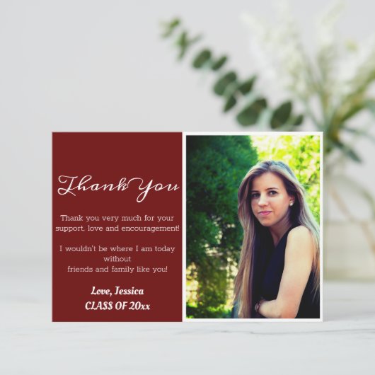 Moderner Abschluss Danke Grand Foto Card (Stehend Vorderseite)