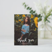 Moderner Abschluss Danke, Script Foto Postkarte (Stehend Vorderseite)