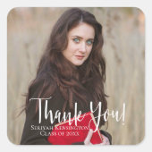 Moderner Abschluss Danke Typografie Quadratischer Aufkleber (Vorderseite)