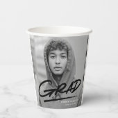 Moderner Abschluss Dashed Grad Black Foto Pappbecher (Rückseite)