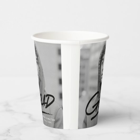 Moderner Abschluss Dashed Grad Black Foto Pappbecher (Rechts)
