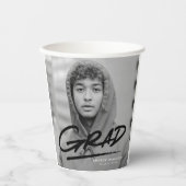 Moderner Abschluss Dashed Grad Black Foto Pappbecher (Vorderseite)