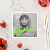 Moderner Abschluss Dashed Grad Lime Green Foto Serviette (Beispiel)