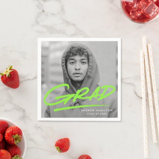 Moderner Abschluss Dashed Grad Lime Green Foto Serviette (Beispiel)