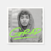 Moderner Abschluss Dashed Grad Lime Green Foto Serviette (Vorderseite)