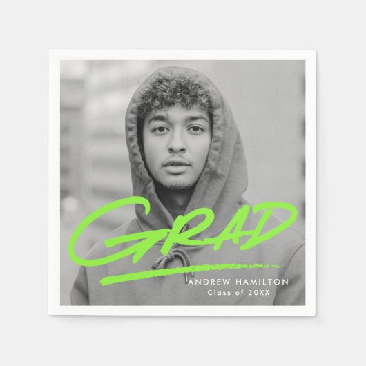 Moderner Abschluss Dashed Grad Lime Green Foto Serviette (Vorderseite)