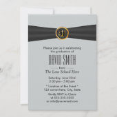 Moderner Abschluss der Black Ribbon Silver Law Sch Einladung (Vorderseite)