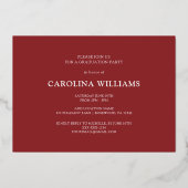 Moderner Abschluss des RotGrad Fotos 2025 Folieneinladung (Rückseite)