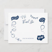 Moderner Abschluss Doodle Navy Blue Vielen Dank Mitteilungskarte (Vorderseite)
