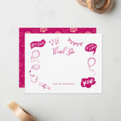 Moderner Abschluss Doodle Pink Vielen Dank Mitteilungskarte (Vorderseite/Rückseite Beispiel)