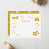Moderner Abschluss Doodle Yellow Vielen Dank Mitteilungskarte (Vorderseite/Rückseite Beispiel)