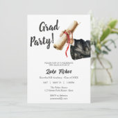 Moderner Abschluss Einladung Mann Schwarz & Weiß (Stehend Vorderseite)