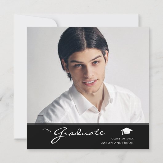 Moderner Abschluss | Elegantes Script Trendy 1 Fot Ankündigung (Vorderseite)