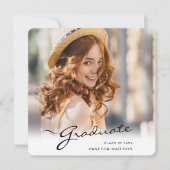 Moderner Abschluss | Elegantes Script Trendy Foto Ankündigung (Vorderseite)