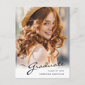 Moderner Abschluss | Elegantes Script Trendy Foto Postkarte