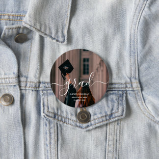 Moderner Abschluss-Foto-Button mit Schreibschrift Button