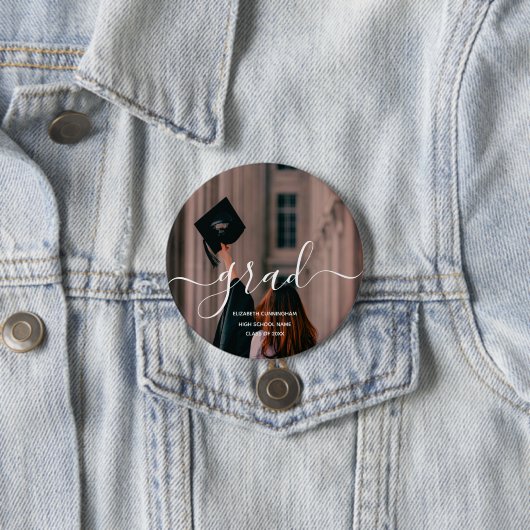 Moderner Abschluss-Foto-Button mit Schreibschrift Button (Beispiel)