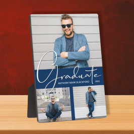 Moderner Abschluss Foto Collage Navy Blue Fotoplatte