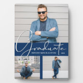 Moderner Abschluss Foto Collage Navy Blue Fotoplatte (Vorderseite)