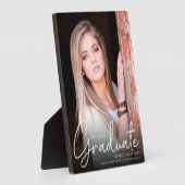 Moderner Abschluss Foto Weißes Script Abschluss Fotoplatte (Seite)