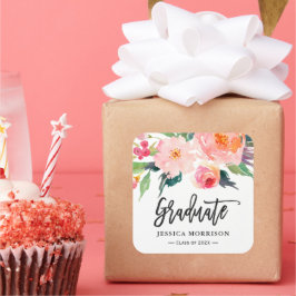 Moderner Abschluss für Blumenblumen Gefallen Quadratischer Aufkleber