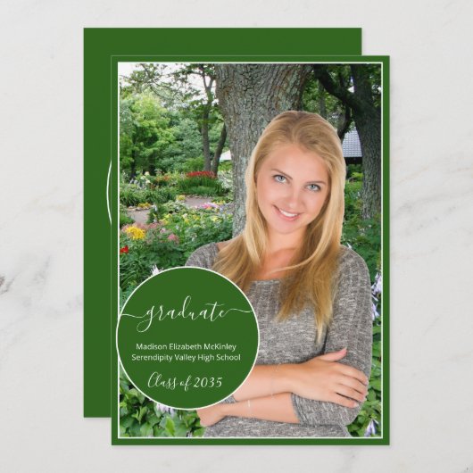 Moderner Abschluss für das Foto in Grün und Weiß Ankündigung (Vorne/Hinten)