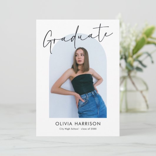 Moderner Abschluss für das Foto Script Einladung (Stehend Vorderseite)